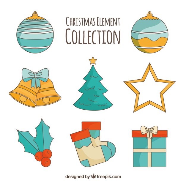 Set de bonitos elementos navideños decorativos