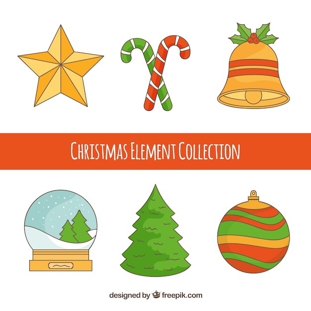 Set de bonitos elementos navideños decorativos 