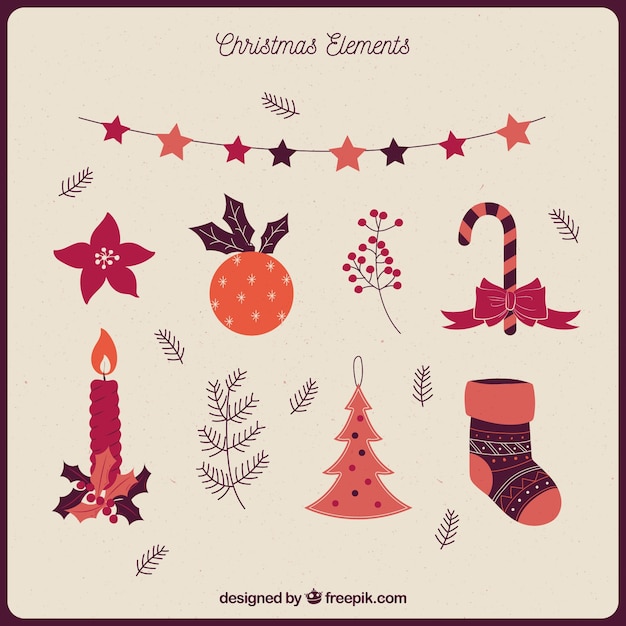 Set de bonitos elementos navideños decorativos 