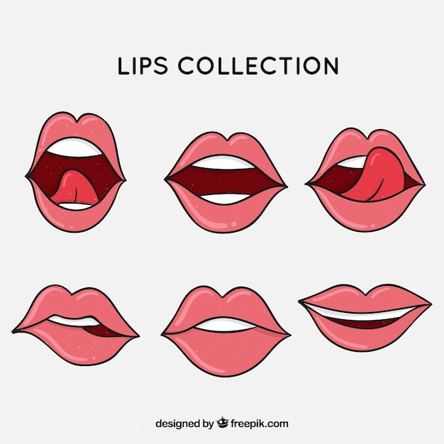 Vector gratuito set de bonitos labios