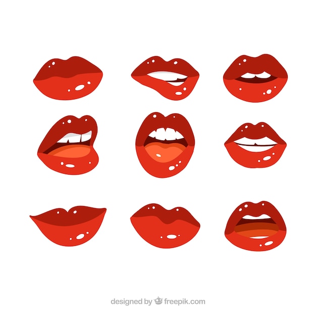 Vector gratuito set de bonitos labios