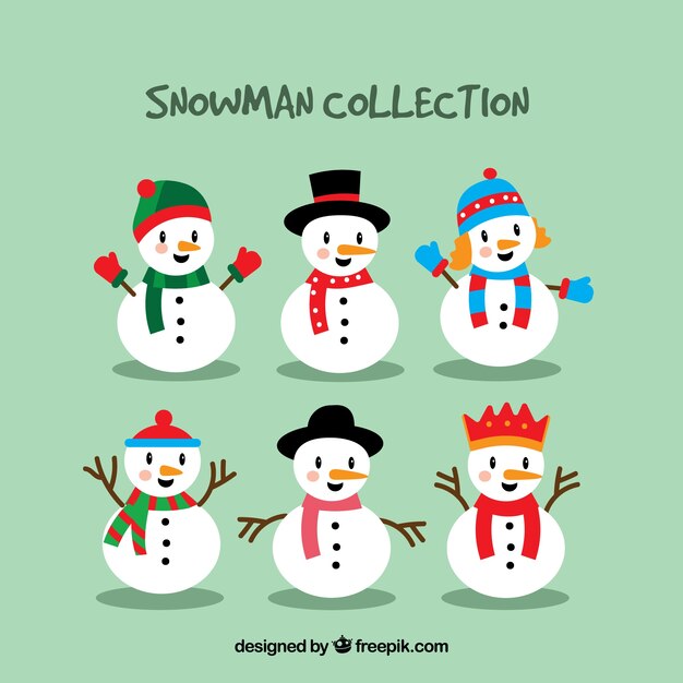 Set de bonitos muñecos de nieve 