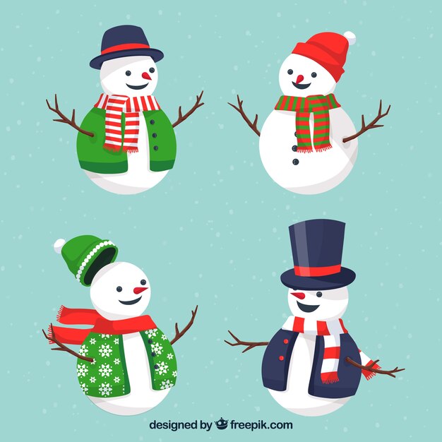 Set de bonitos muñecos de nieve 