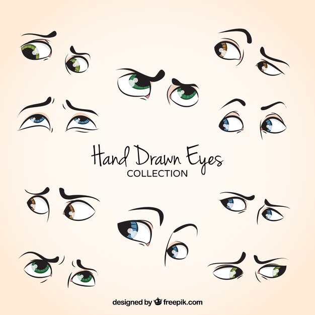 Set de bonitos ojos dibujados a mano 