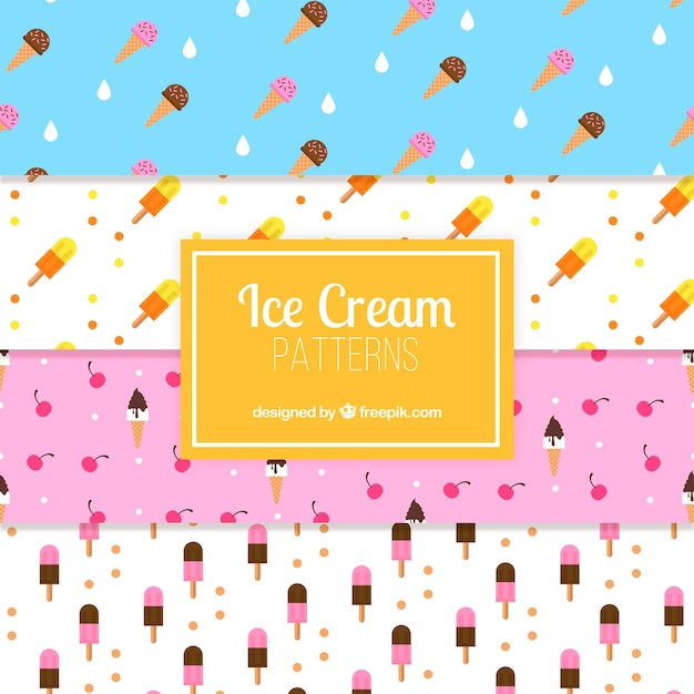 Vector gratuito set de bonitos patrones decorativos de helados