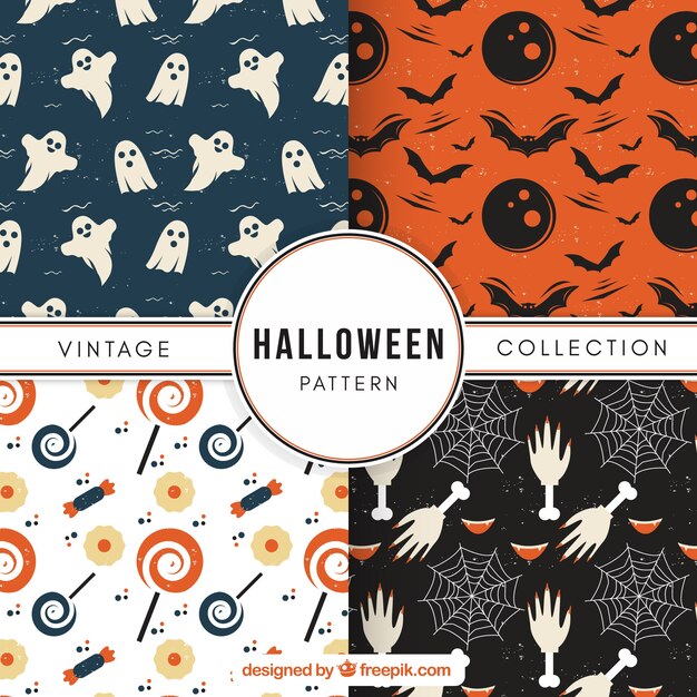 Set de bonitos patrones de halloween vintage