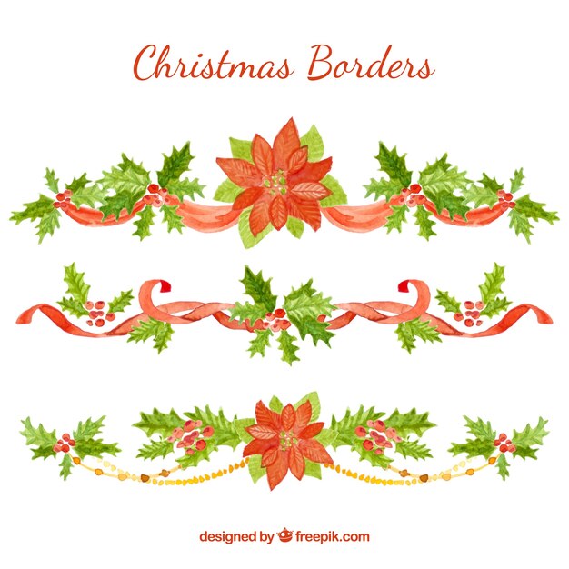Set de bordes de acuarela de navidad 