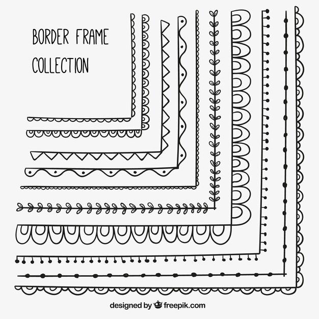 Set de bordes decorativos de marcos dibujados a mano 