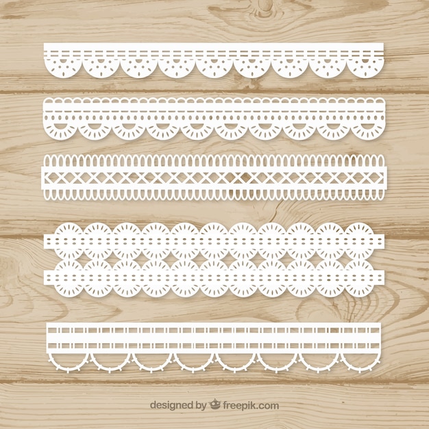 Set de bordes de encaje en diseño plano 