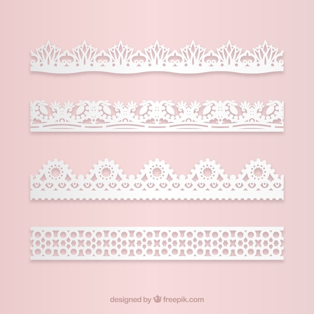 Vector gratuito set de bordes de encaje florales