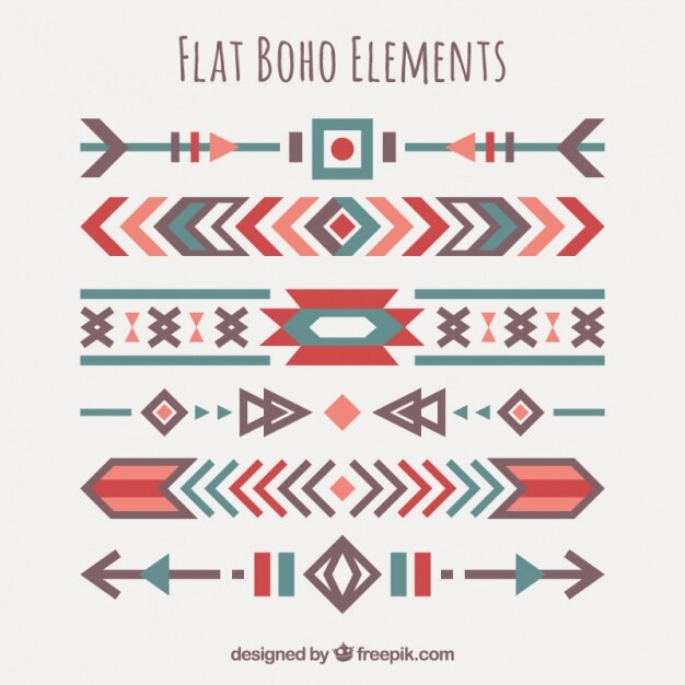 Set de bordes étnicos en diseño plano 