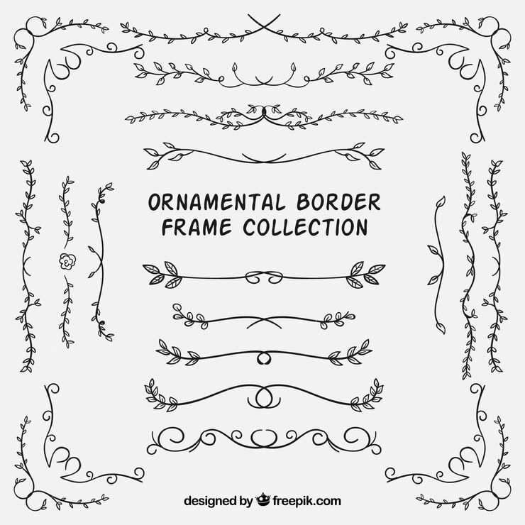 Vector gratuito set de bordes ornamentales con hojas