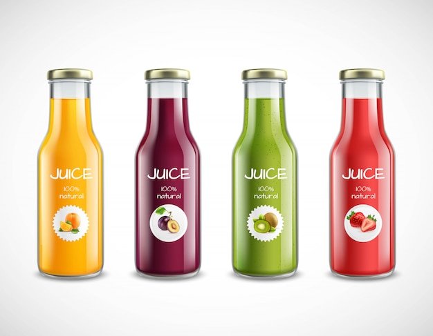 Set de botellas de vidrio de jugo
