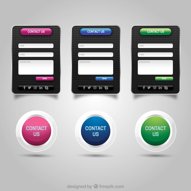 Set de botones modernos de contacto para web