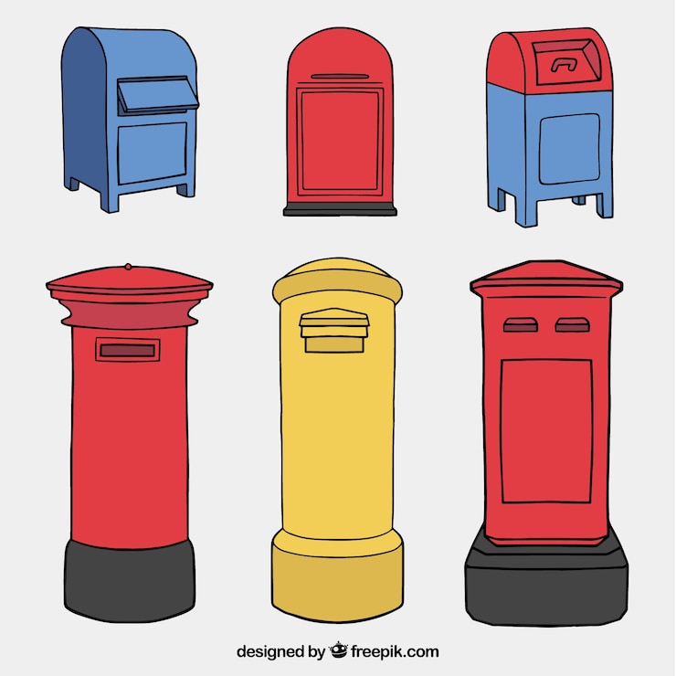 Vector gratuito set de buzones dibujados a mano