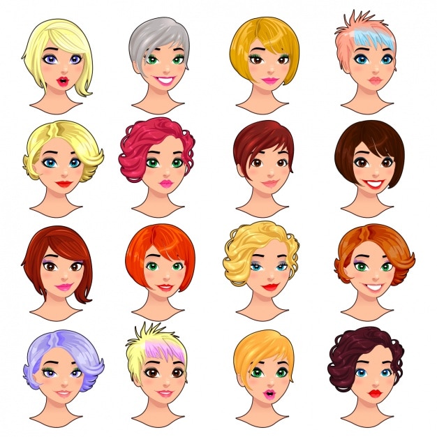 Vector gratuito set de cabezas de mujeres