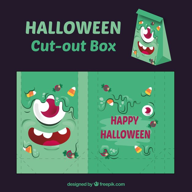 Set de caja recortable de feliz halloween 