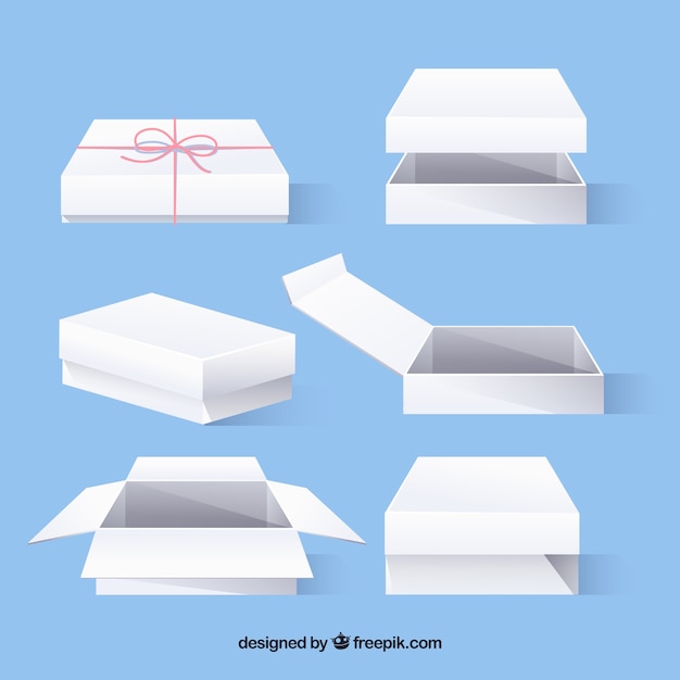 Vector gratuito set de cajas blancas para envío en estilo plano