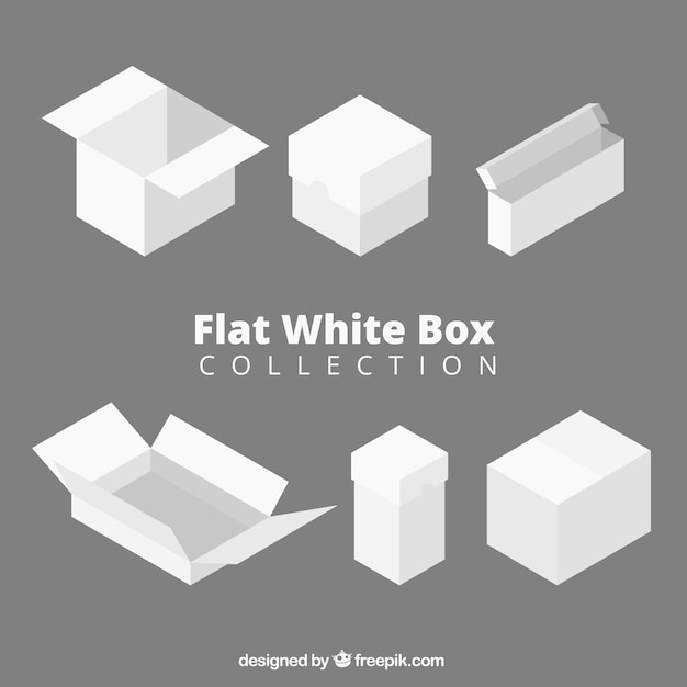 Vector gratuito set de cajas blancas para envío en estilo plano