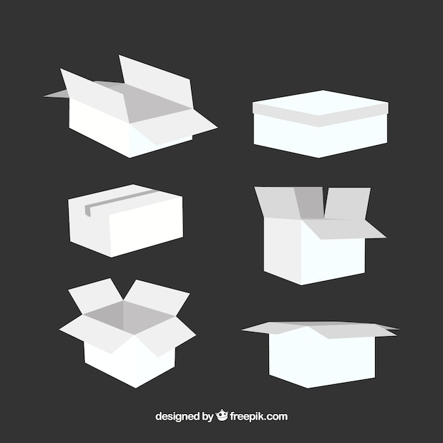 Vector gratuito set de cajas blancas para envío