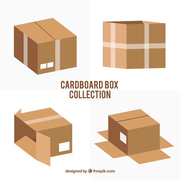 Vector gratuito set de cajas de cartón para envío