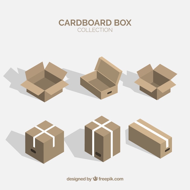 Vector gratuito set de cajas de cartón para envío