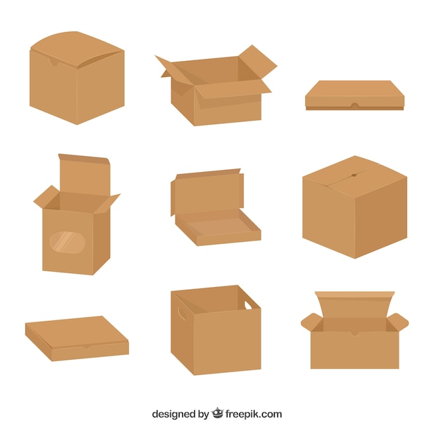 Vector gratuito set de cajas de cartón para envío