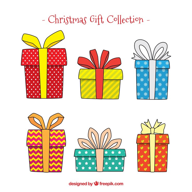 Vector gratuito set de cajas de regalo dibujadas a mano