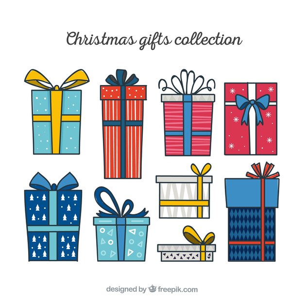 Set de cajas de regalo dibujadas a mano 