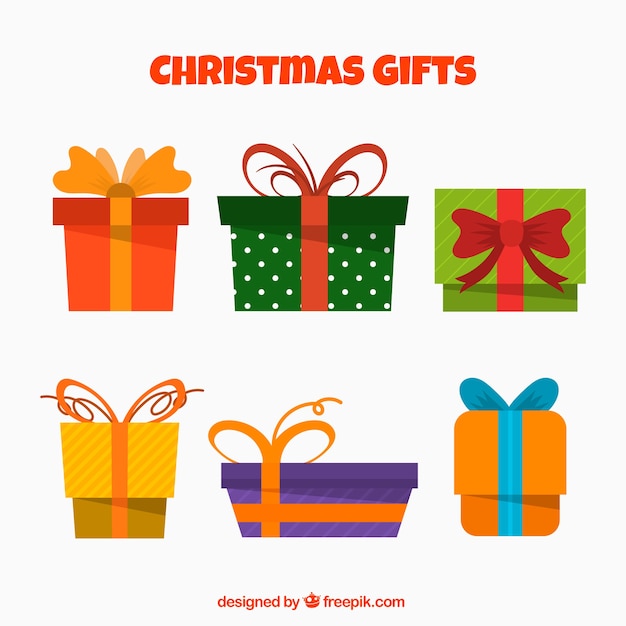 Set de cajas de regalos en diseño plano