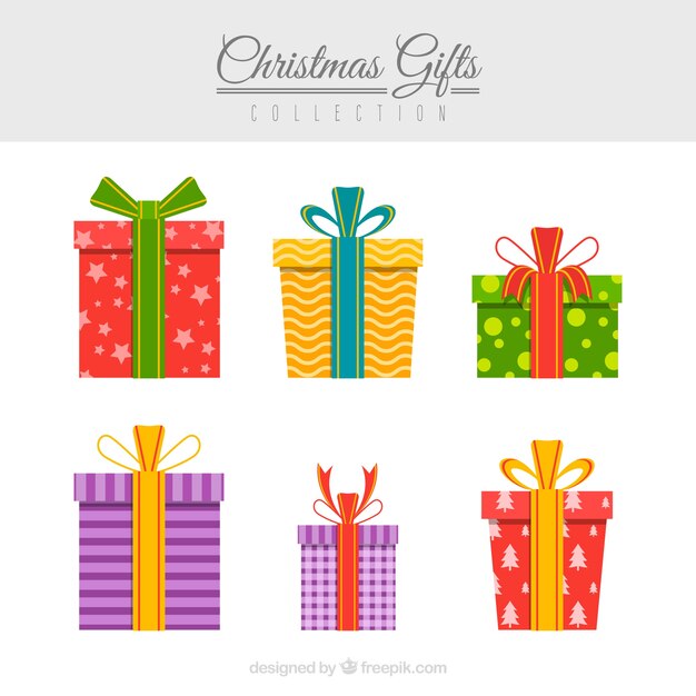 Set de cajas de regalos en diseño plano