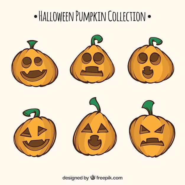 Vector gratuito set de calabazas de halloween