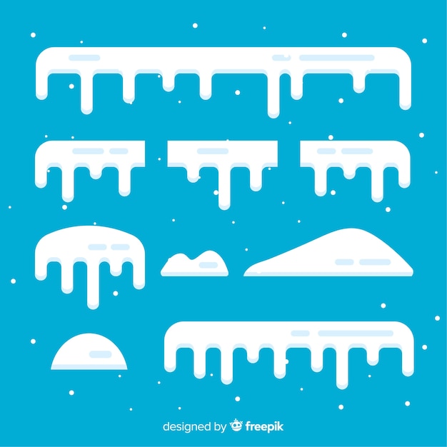 Vector gratuito set de capas de nieve en estilo flat