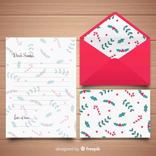 Set de carta y sobres navideños para santa claus