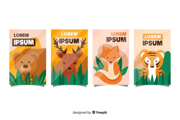 Set de cartas de animales salvajes