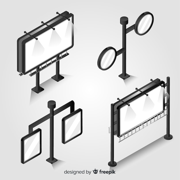 Set de carteles luminosos isométricos