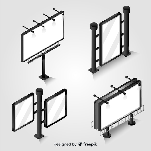 Set de carteles luminosos isométricos