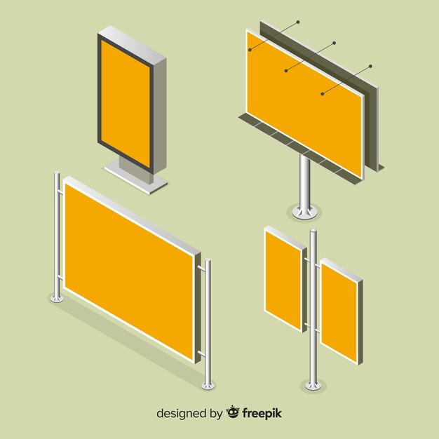 Set de carteles luminosos isométricos