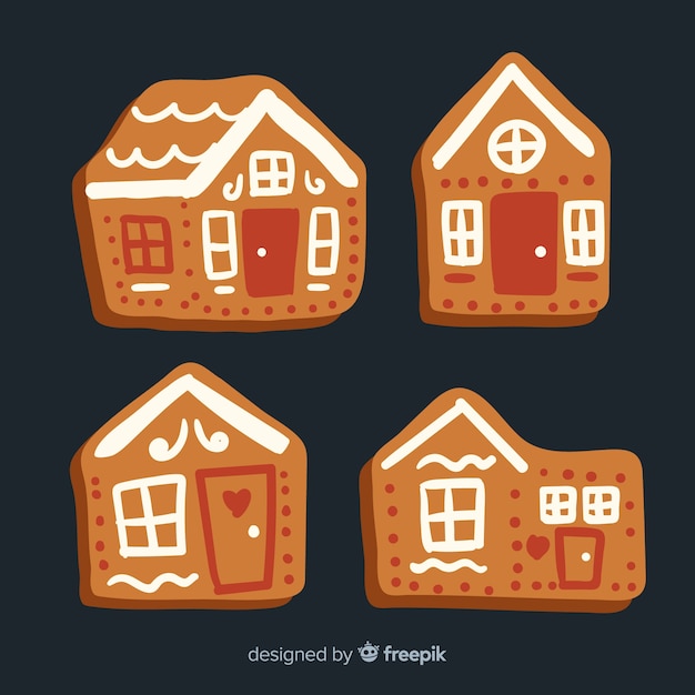 Vector gratuito set de casas de galleta de jengibre