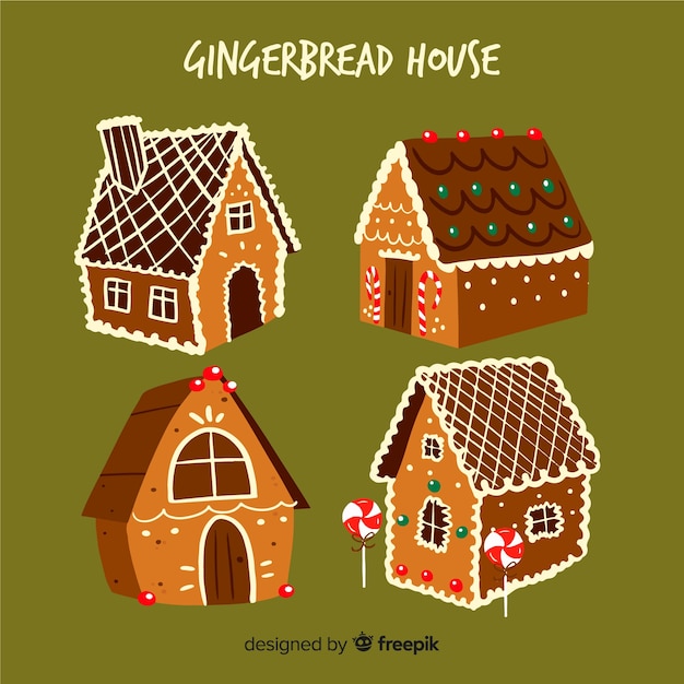 Vector gratuito set de casitas de jengibre