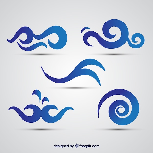 Set de cinco olas abstractas