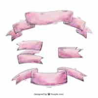 Vector gratuito set de cintas de acuarela rosa
