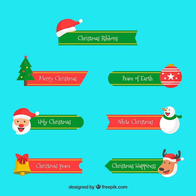 Vector gratuito set de cintas con elementos navideños