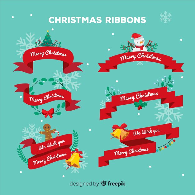 Set de cintas y lazos navideños decorativos con elementos