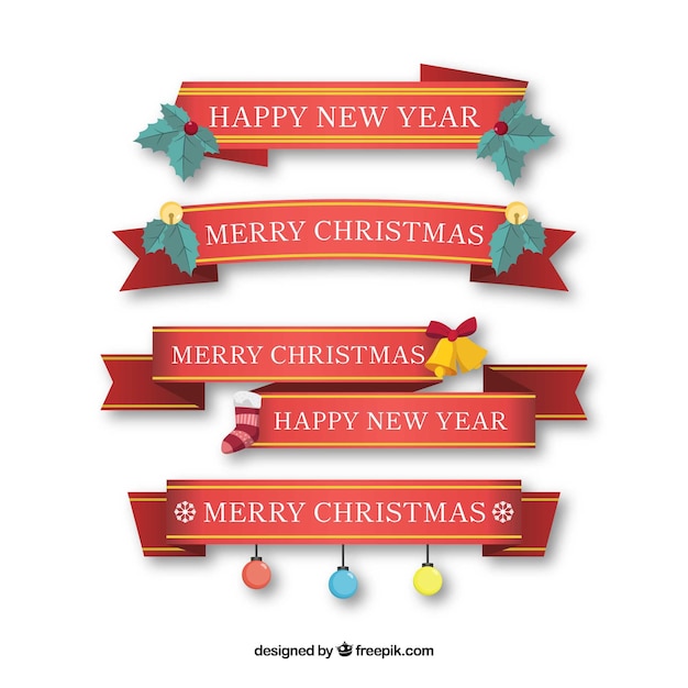 Set de cintas de navidad en diseño plano