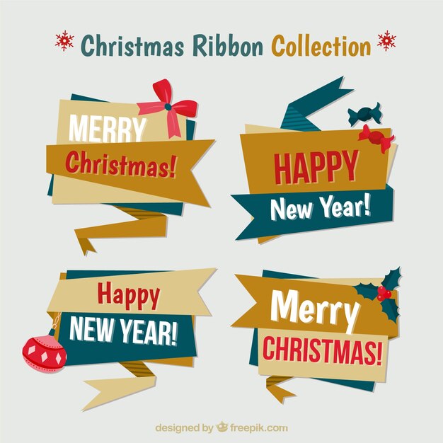 Set de cintas de origami de feliz navidad