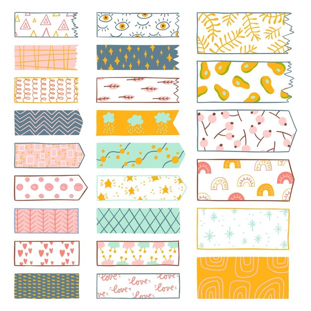 Set de cintas washi dibujadas a mano