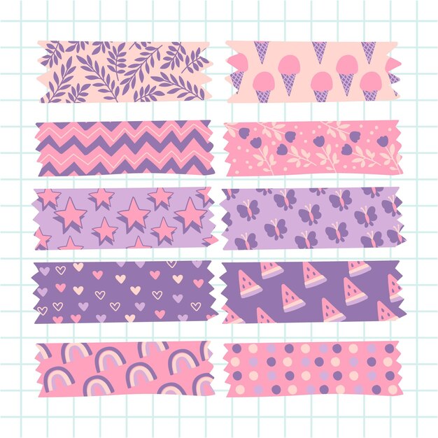 Set de cintas washi dibujadas a mano