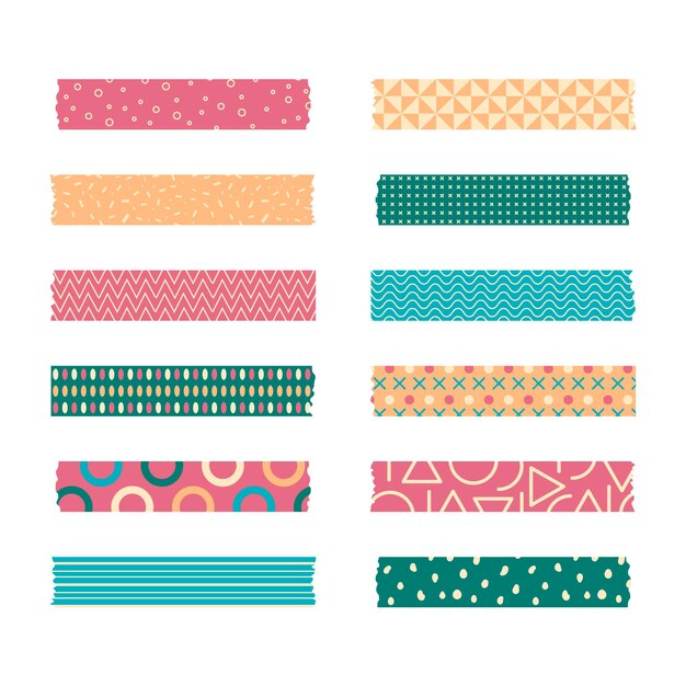 Set de cintas washi planas de diferentes colores