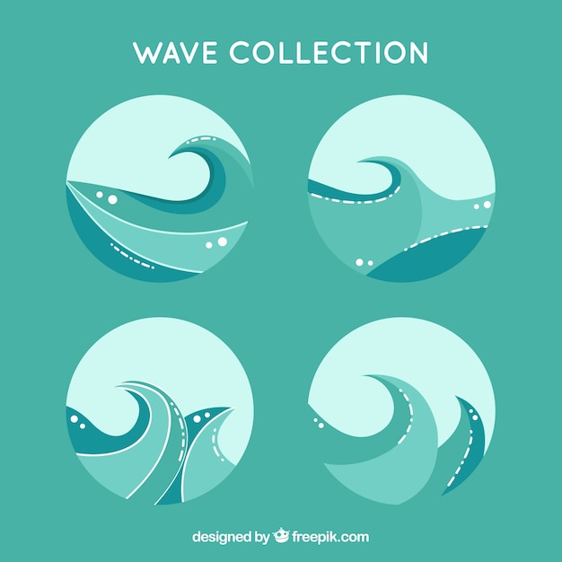 Vector gratuito set de círculos con olas decorativas